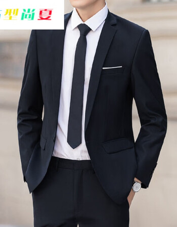 一扣黑色单西装 西裤领带 2xl