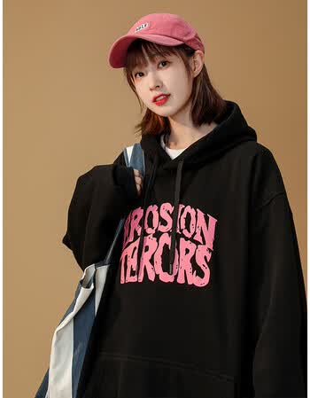 字母加绒21年秋冬季女士时尚女生休闲秋季学生加厚秋装外套黑色薄款m