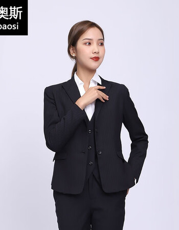 光大银行行服新款女士西服藏青紫条纹光大银行修身外套职业装工作服