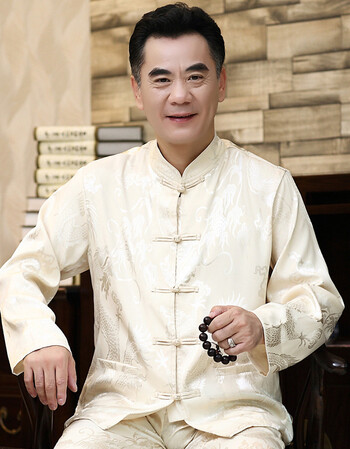 中国风中老年人唐装男长袖春秋中式服装爸爸装上衣老人衣服爷爷装