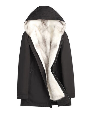 派克服男整貂十字貂内胆尼连帽中长款貂皮大衣冬季皮草外套厚十字貂xl