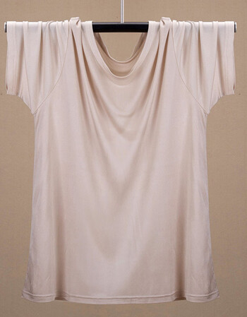 真丝t恤男圆领短袖桑蚕丝文化衫夏季运动汗衫睡衣休闲打底衫 肤色 2xl