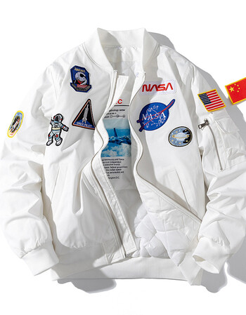 2021秋冬季新款nasa宇航员外套男女情侣飞行员夹克潮牌加厚棒球棉衣服