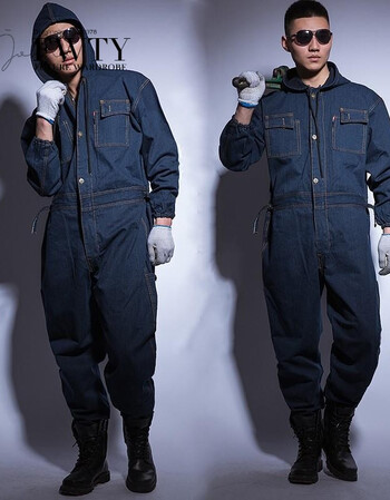 商场同款fwty带帽劳保汽车修理工耐磨连体工作服秋冬季男拉链加厚加大