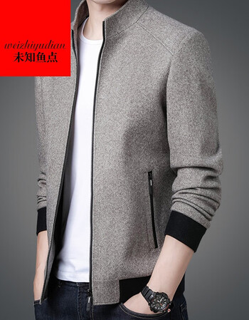 未知鱼点轻奢品牌男士毛呢外套立领休闲中年爸爸羊毛呢子大衣短款秋冬