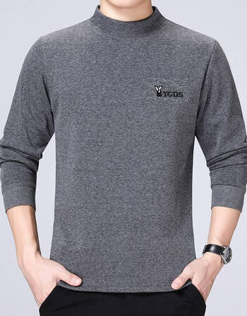 装纯色套头上衣冬季基础内搭秋衣保暖衣男士体桖衫乐卉1168深花灰2xl