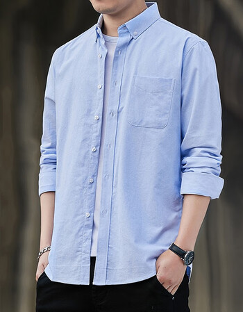 adidas han衬衫男春季新款男士长袖商务休闲百搭衬衣官方旗舰 天蓝色