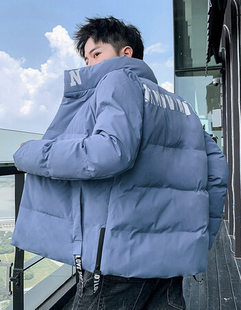 新款潮流衣服冬装定制产品时髦耐脏抖音网红同款27雾霾蓝立领外套l