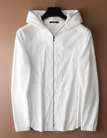 gjg白色连帽衬衫男韩版修身青年时尚休闲纯棉开衫卫衣秋季新款上衣潮