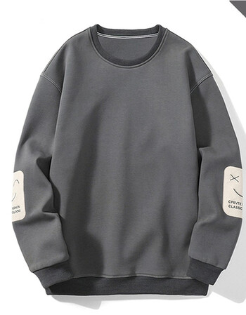 千户狼卫衣男新款95棉刺绣拼接舒适柔软宽松休闲圆领上衣男简约百搭