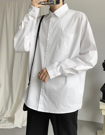 旗舰店白衬衫男长袖打底dk制服西装套装加绒内搭保暖学生21年秋冬季