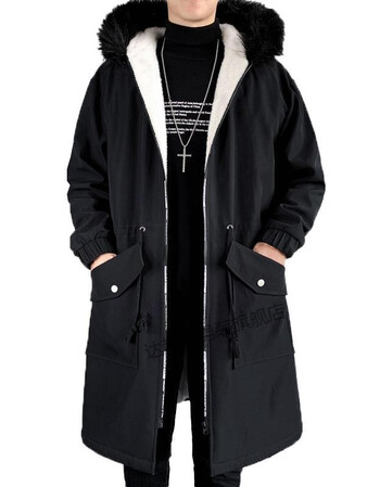 黑暗系风衣男中长款派克服日系风格穿搭毛领羽绒棉衣秋冬炸街外套f659