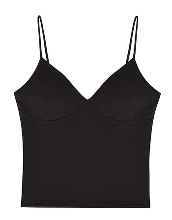 内搭v领针织吊带修身露背细肩带打底衫小背心女 黑色 s