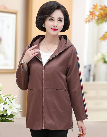 中老年女装风衣40岁50中年妈妈秋装外套休闲纯色上衣新款宽松风衣