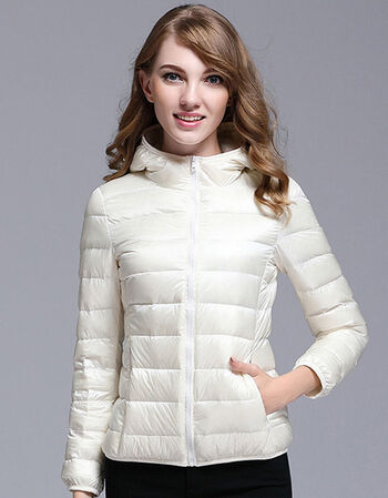 北极绒新品秋冬轻薄款羽绒服女短款连帽修身白鸭绒轻户外百搭白色3xl