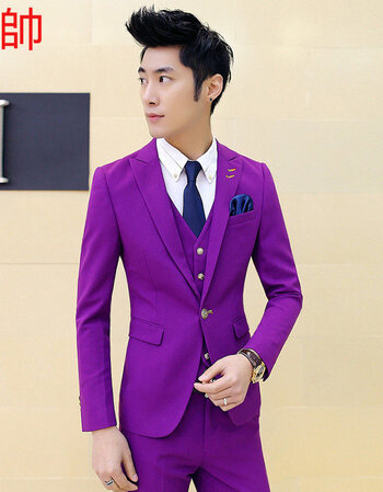 秋新郎结婚礼服西装三件套男士韩版修身伴郎主持人西服套装影楼潮