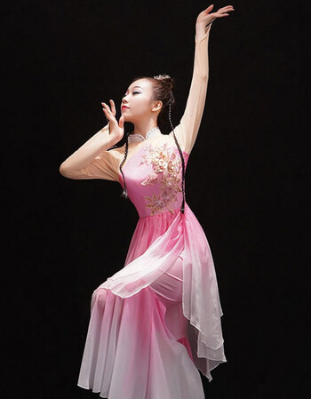 高端品牌古典舞表演服女新款飘逸中国风扇子伞舞民族舞蹈表演服装套装