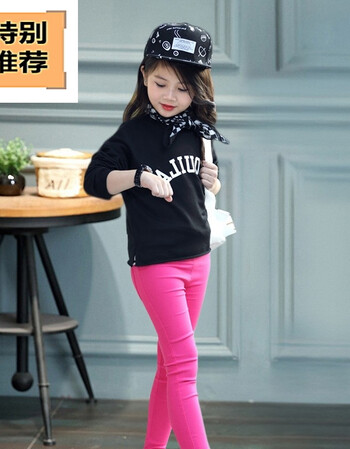 女童秋季打底裤十岁女中童12女孩裤子13-15薄款7秋裤11秋天6长裤8 玫
