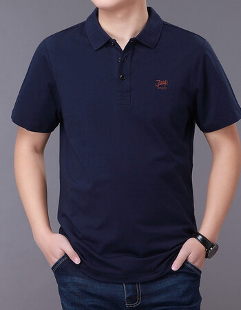 jeep吉普短袖t恤男翻领商务polo衫修身大码衣服男全棉t恤夏季半袖打底