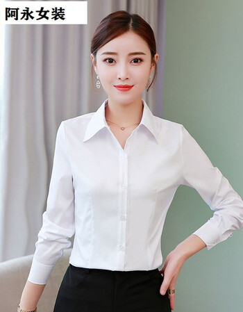 女士衬衫正装春秋长袖上衣职业韩版修身工作服大码工装打底衬衣女33款