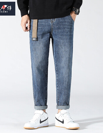 zengzhi增致牛仔裤男中腰休闲中垮裤青年微弹日式复古时尚百搭萝卜裤