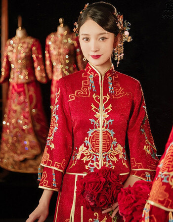 宾容秀禾服2021新款婚纱中式婚服嫁衣女结婚礼服秀禾新娘敬酒服秀和服