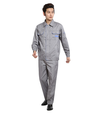春秋季长袖工作服套装工厂制服 长袖劳保服 工地装修工衣 灰色 190