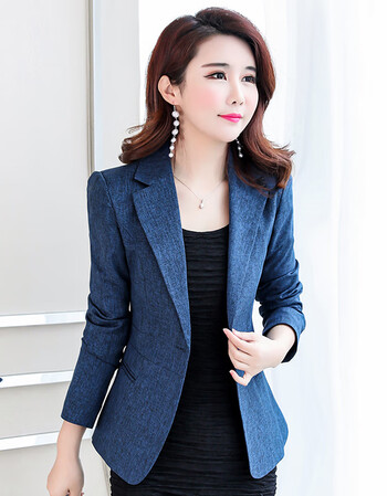 洛荻黛新款春秋装修身女士小西服长袖休闲气质小西装外套女短款上衣