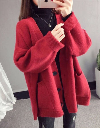 女装新款秋装针织开衫女装新款秋冬季韩版宽松学生长袖毛衣外套洋气