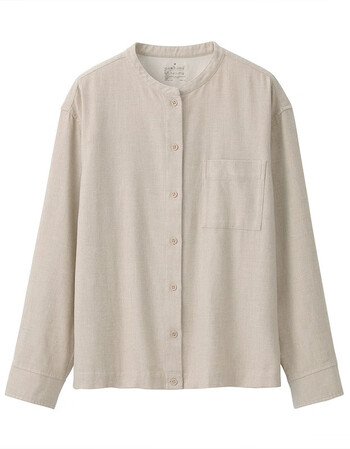 无印良品muji女式法兰绒立领衬衫淡黄色m