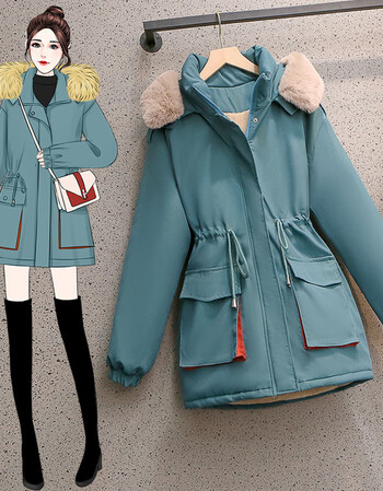 澳雅婷大码棉服女2021冬装新款微胖女装加绒加厚中长款派克服胖妹妹mm