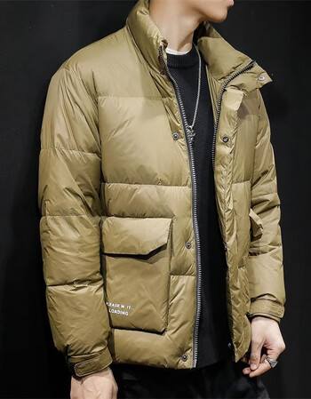 嘉瑞泰立领工装羽绒服男加厚款保暖轻薄外套男士加肥加大码外穿休闲