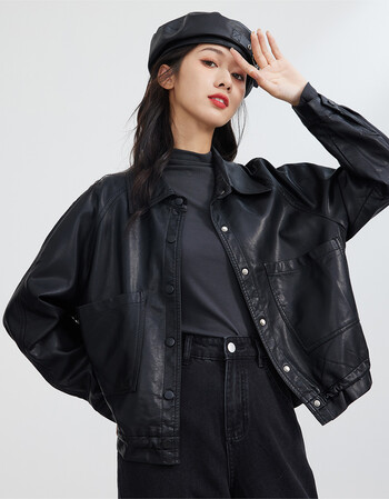 ief爱依服皮夹克外套女2021年秋冬新款韩版酷女孩洋气机车短外套2827