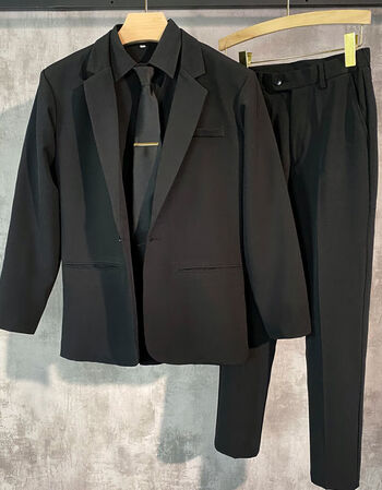 黑色西装 黑衬衫 黑裤子 三件套 西装xl 衬衫2xl 裤子34码