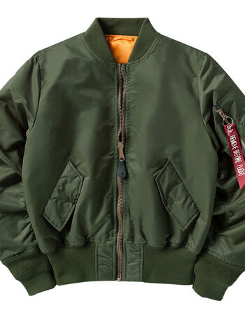 飞行员夹克男ma1棒球服潮ins春秋薄款外衣军绿情侣面包服外套军绿色单