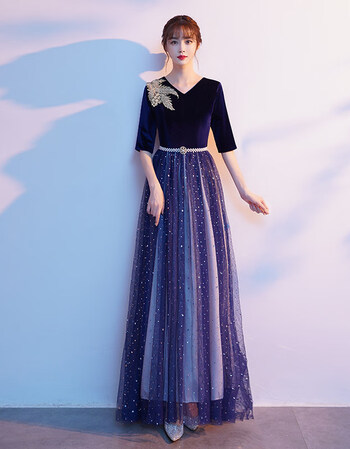 普戈斯大合唱团体演出服装女合唱长裙连衣裙宴会主持人气质显瘦晚会