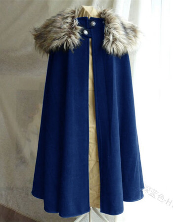 男呢子大衣复古纯色蒸汽朋克披风斗蓬外套w111有运费险放心购蓝色m