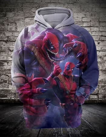 商场同款毒液卫衣标准美码 死侍毒液蜘蛛侠 炫酷3d带帽卫衣 白色 s