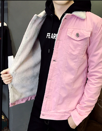 2018秋装新款 秋冬季男士牛仔外套加绒加厚夹克男生流帅气褂子青年羔