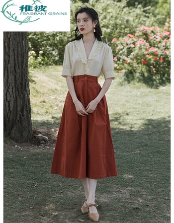 80年代港风夏季chic连衣裙衬衫套装女轻熟茶歇法式复古vintage裙衬衫 半身裙s 图片价格品牌报价 京东