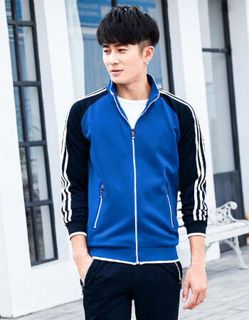 学生校服小学生大学班服套装定做男女运动服三件套 19085男生 蓝色