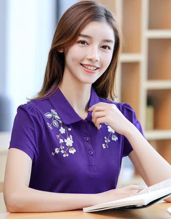 短袖t恤女夏季有领短袖t恤女韩版宽松大码运动女士翻领上衣半袖polo衫