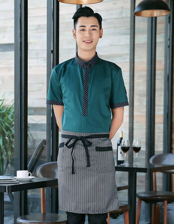 新款2019服务员工作服短袖酒店饭店西餐厅店餐饮餐厅店工作服夏装定制