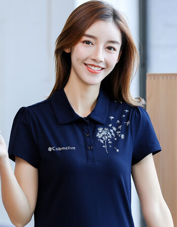 【京东好货】2019新款翻领t恤女夏上衣大码棉宽松印花有领短袖保罗