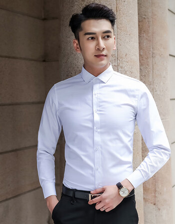 长袖结婚伴郎衬衣商务西裤正装上班工作礼服 长袖白色 黑裤子 皮带