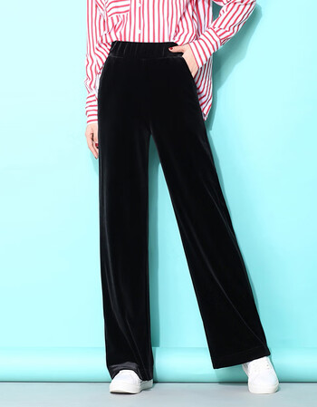 甩裤长款拉叭括裤直筒裤百搭洋气高腰垂感金丝绒阔腿裤大脚裤女秋