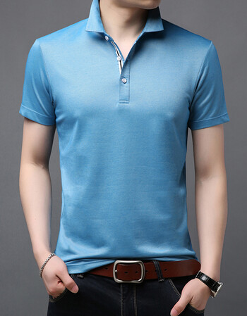 男装男士短袖翻领t恤2019夏季新款商务休闲纯色中青年男装 polo衫衣服