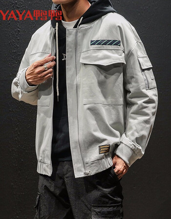 鸭鸭(yaya) 夹克男2019年春秋季新品潮牌设计师男士日系大码短款棒球