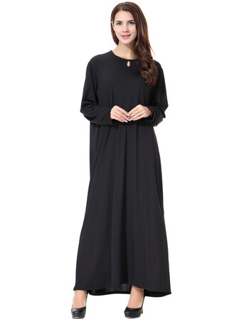 穆斯林女装长袍迪拜时尚女装阿拉伯中东女士黑袍参观清真寺服装 黑色