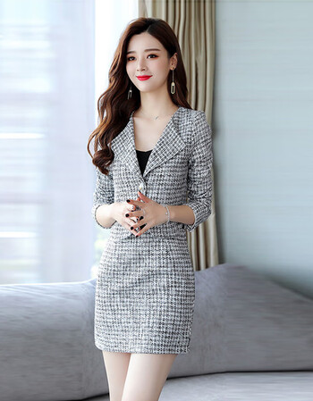 2019春秋新款两件套包臀裙小西装套裙时尚套装ol气质淑女坊裙装潮